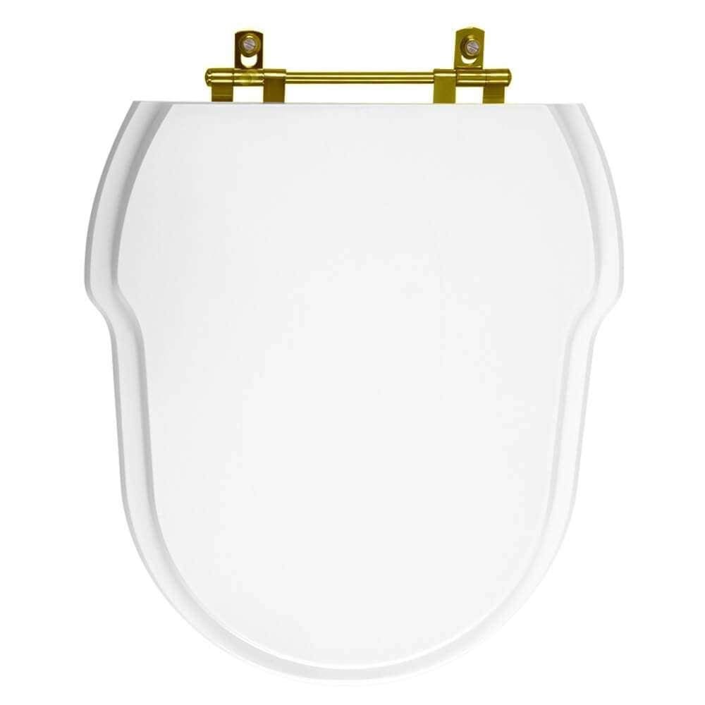 Tampa De Vaso Sanitario Hampton Branco Para Vaso Incepa Com Ferragem Dourada