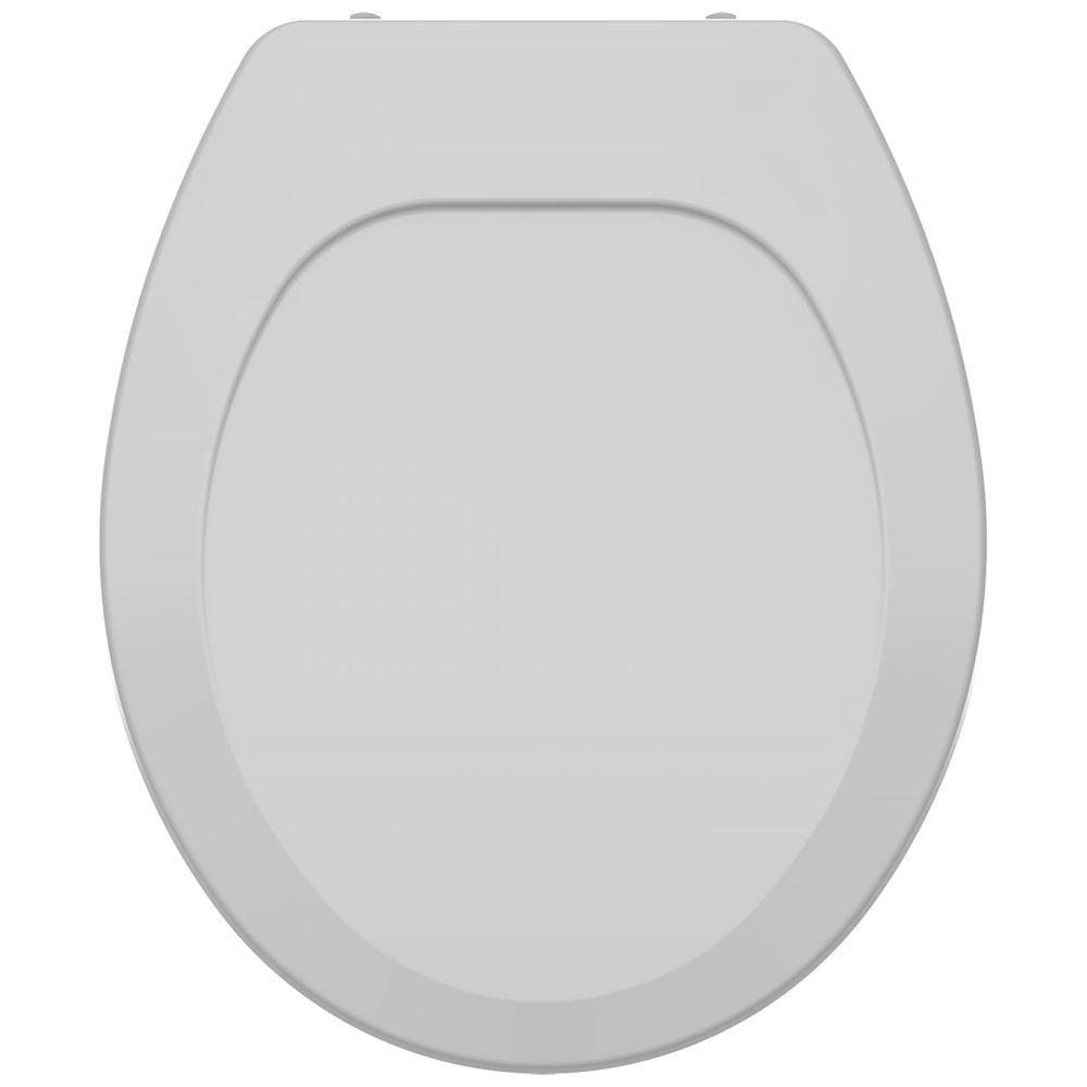 Assento Sanitário Polipropileno Oval Premium Universal Cinza Claro/ Cinza Prata