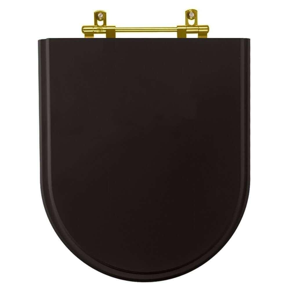 Assento Sanitário Carrara Preto Para Deca Ferragem Dourada