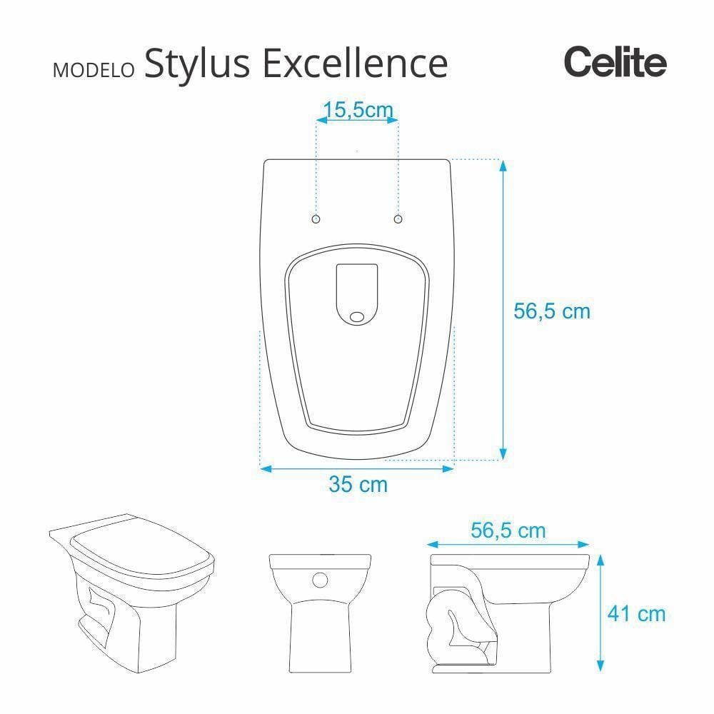 Assento Sanitário Stylus Excellence Pergamon (Bege Claro) para vaso Celite