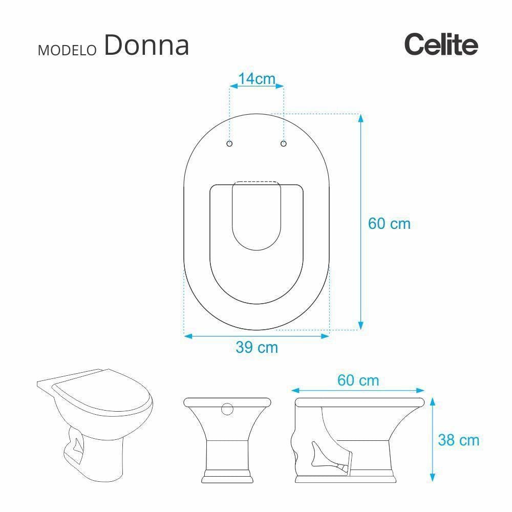 Assento Sanitário Donna Pergamon (Bege Claro) para vaso Celite