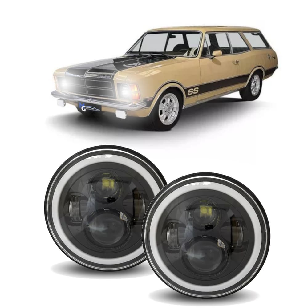 Par Farol Angel Eyes 7 Polegadas Chevrolet Caravan SS 69/79