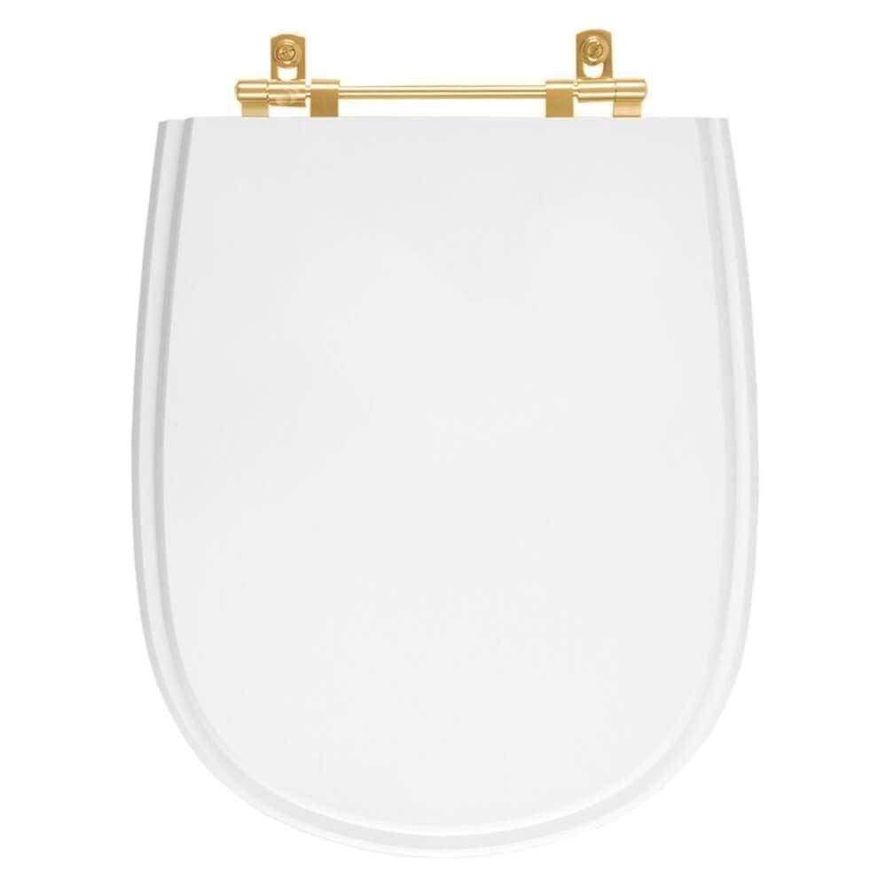 Assento Sanitário Paris Branco para vaso Ideal Standard Com Ferragem Dourada
