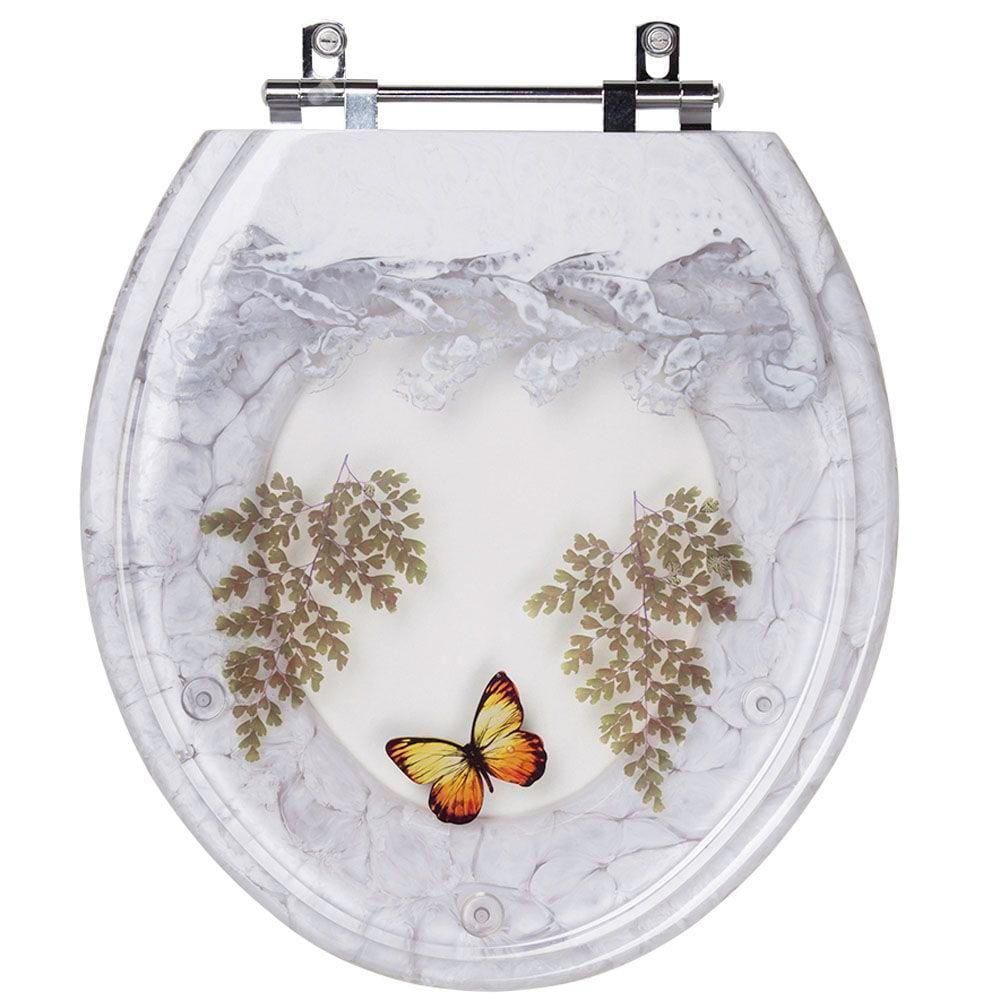 Assento Sanitário Poliester Avalon Decorado Borboleta Amarela