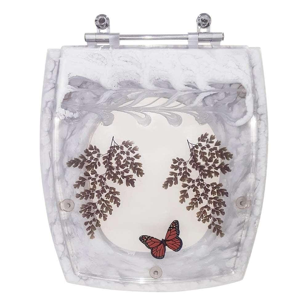 Tampa de Vaso Decorada Anturius Branco para Bacia Luzarte 6lpf