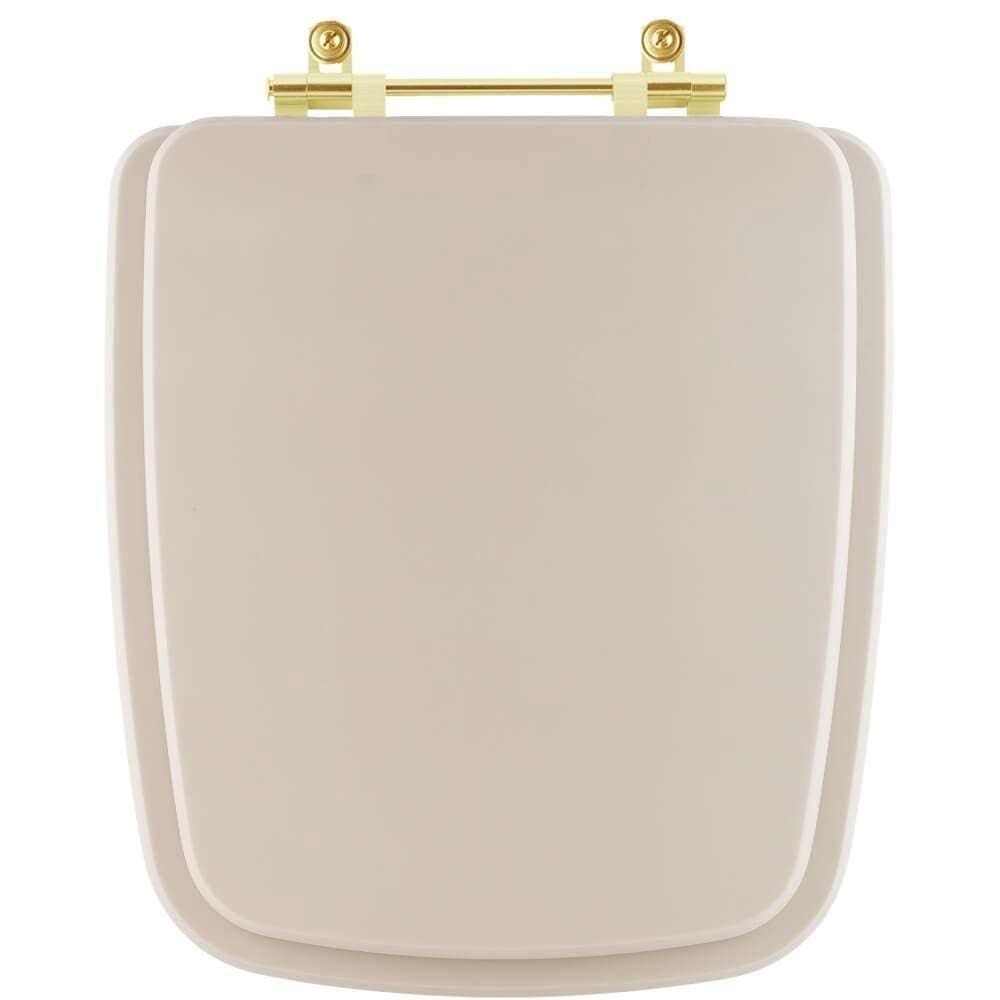Assento Sanitário Poliéster Boss Champagne para vaso Incepa Com Ferragem Dourada