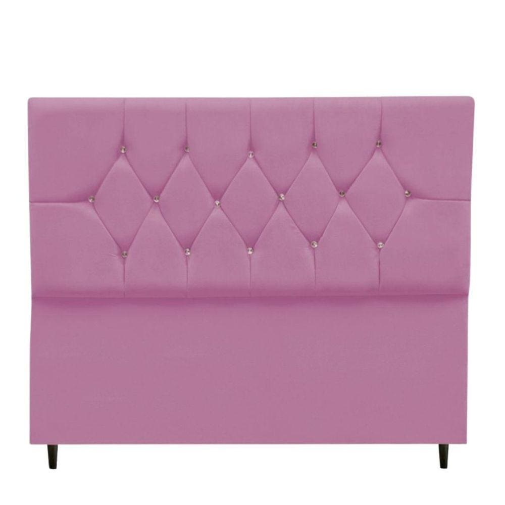 Cabeceira Estofada Cama Box King 195 cm Geovana Suede Rosê