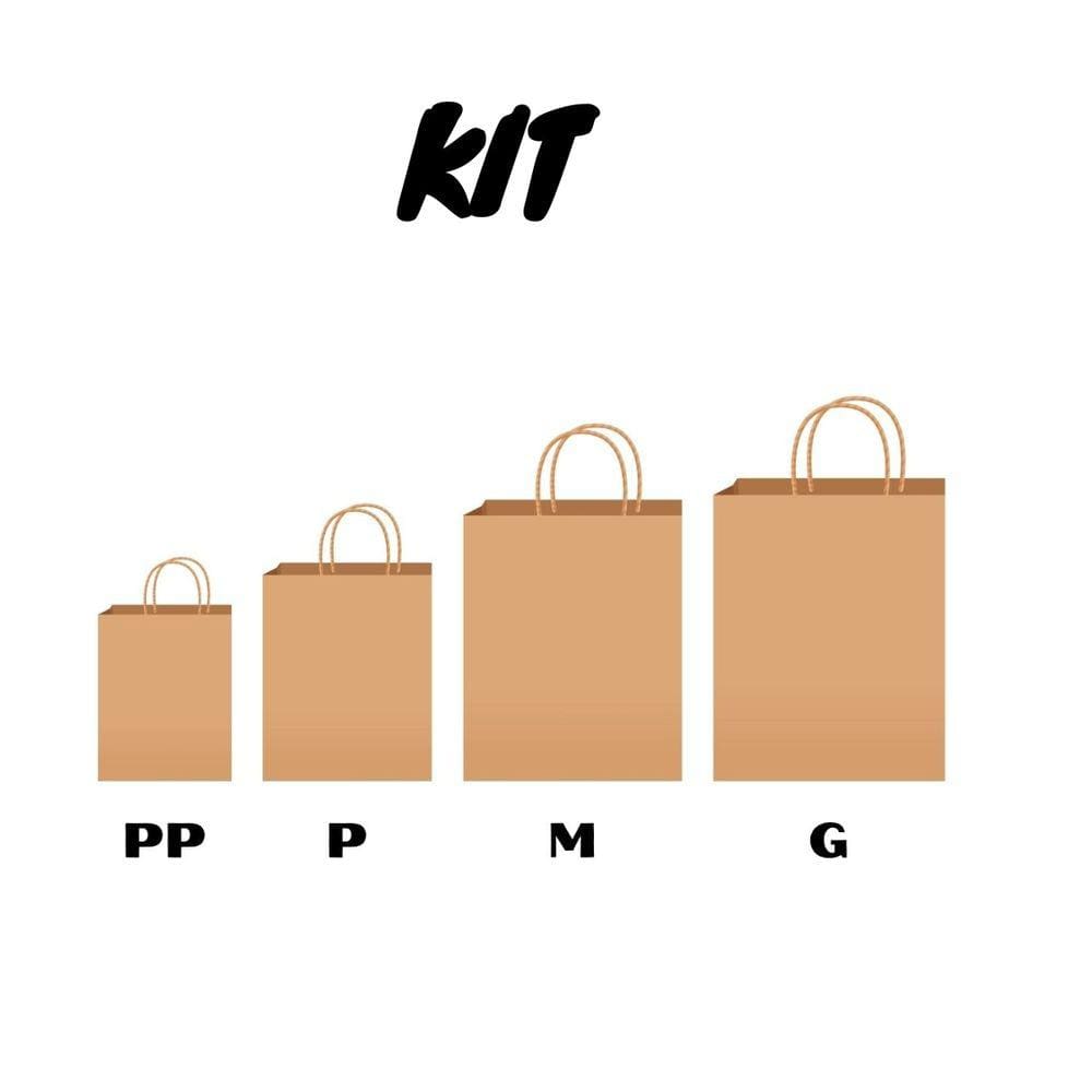 Kit 200 Sacolas Kraft Lisa Tamanhos Pp/p/m/g 50 Cada