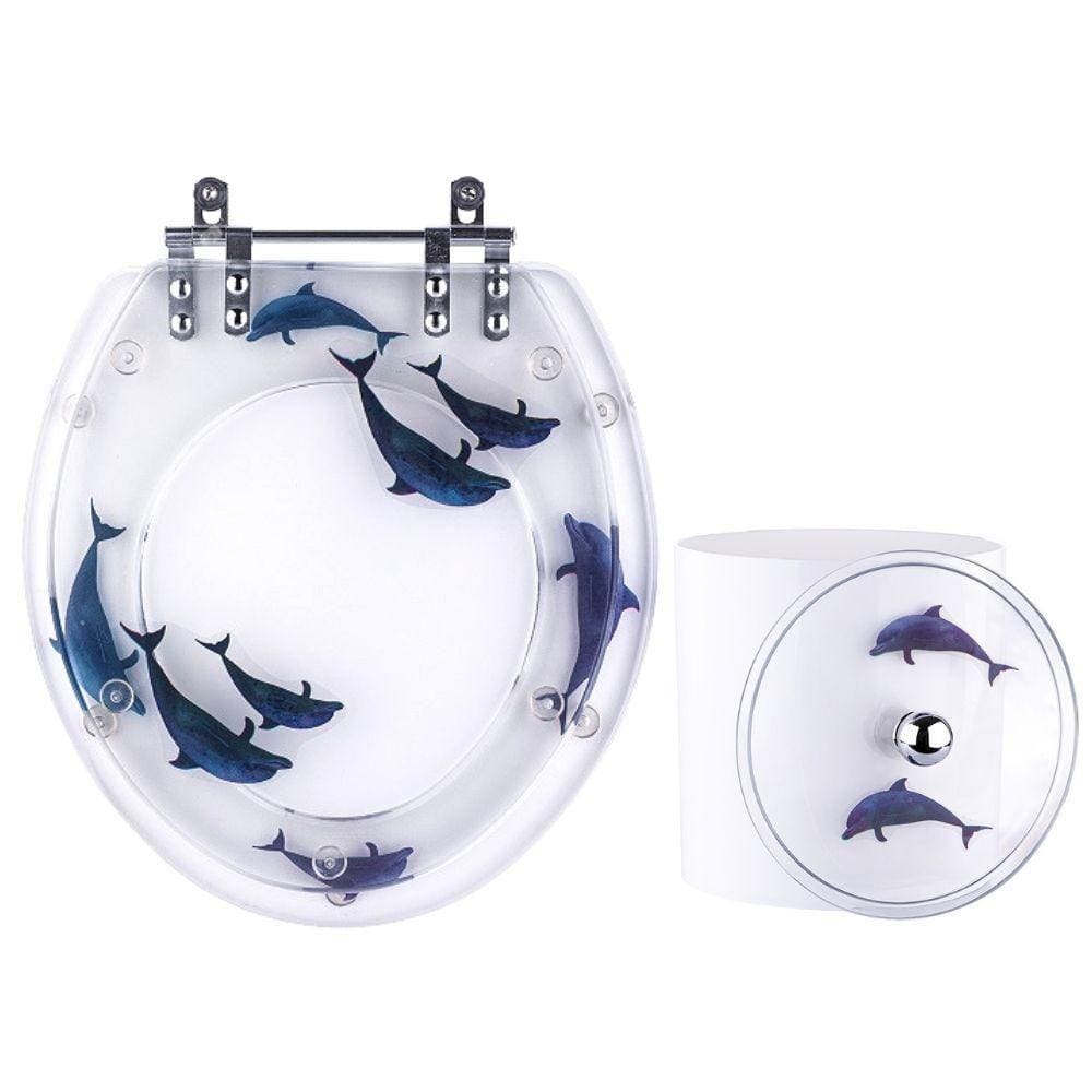 Tampa De Vaso e Lixeira Decorada Golfinhos Do Mar