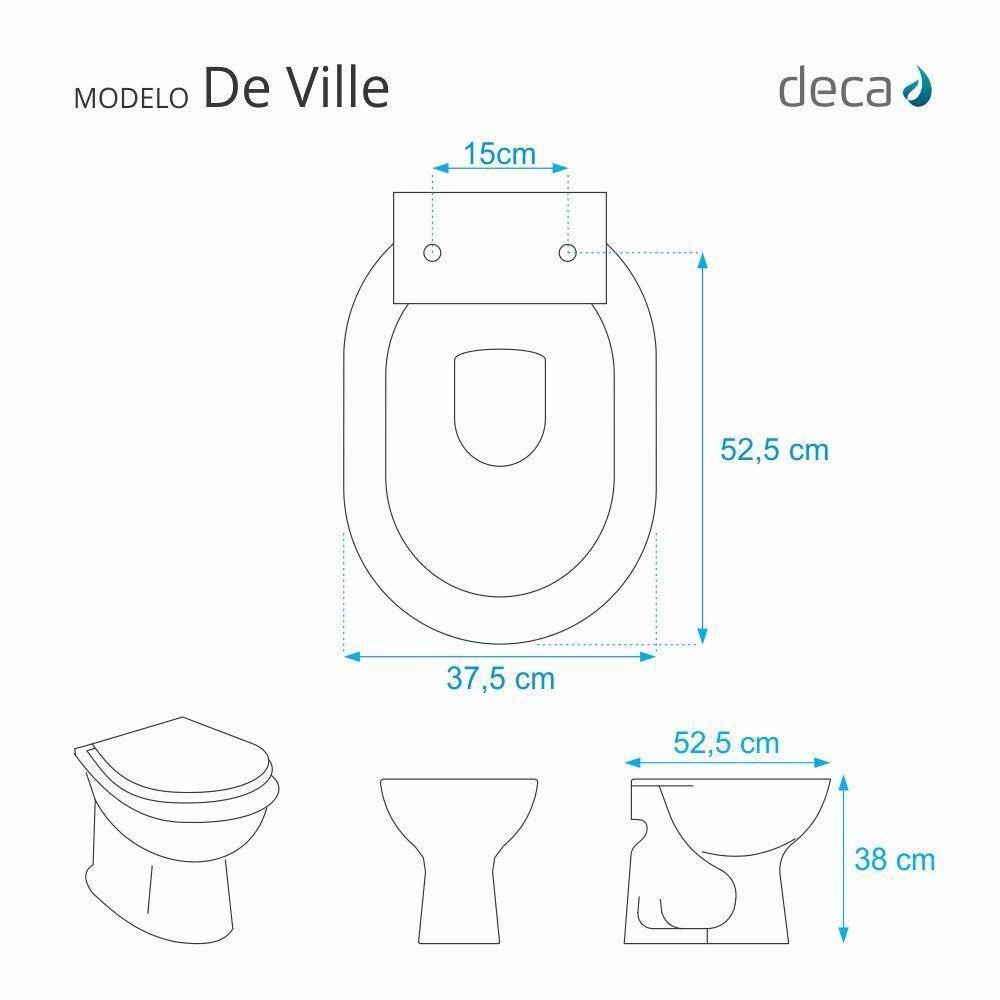 Assento Sanitario Poliester De Ville Bege Castor para Vaso Deca