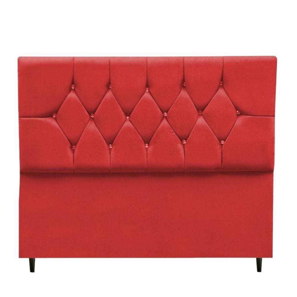 Cabeceira Cama Box Casal 140 cm Geovana Suede Vermelho