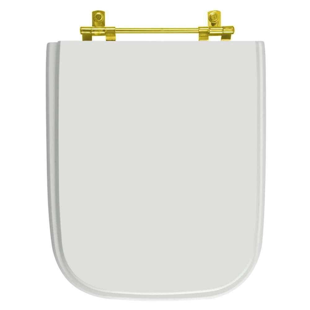 Assento Sanitário Tivoli Branco para vaso Ideal Standard Com Ferragem Dourada