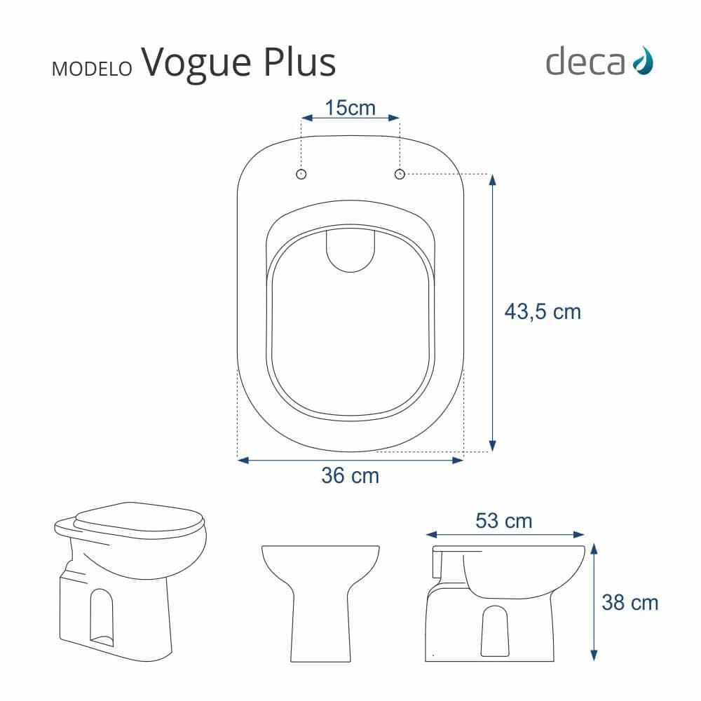 Tampa De Vaso Sanitario Com Amortecedor Vogue Plus Branco Para Bacia Deca