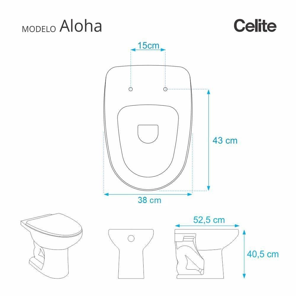 Tampa De Vaso Sanitario Com Amortecedor Aloha Branco Para Bacia Celite