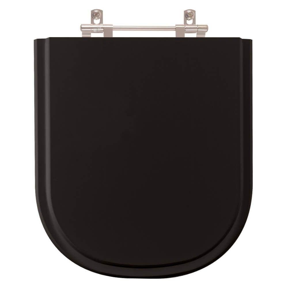 Assento Sanitário Poliéster Flox Preto para vaso Fiori