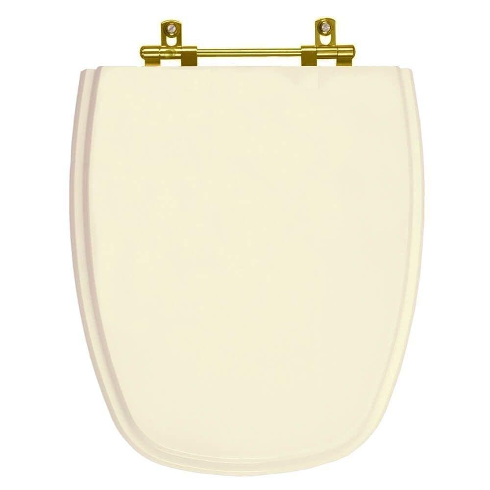 Assento Sanitário Poliéster Monte Carlo Creme para vaso Deca Com Ferragem Dourada