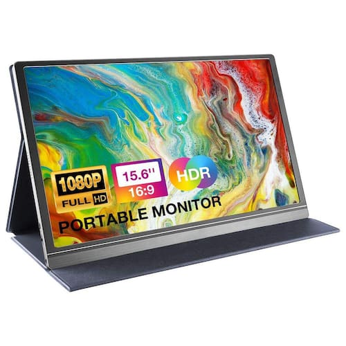 Monitor Portátil GOOJODOQ 15.6 Polegadas Full HD USB-C Preto Ultrafino com Capa