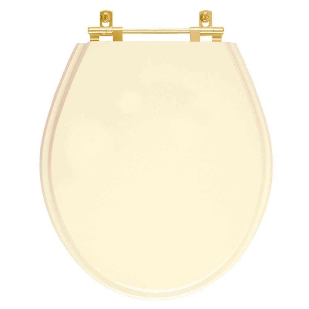 Tampa de Vaso Ravena Creme para bacia Deca Com Ferragem Dourada