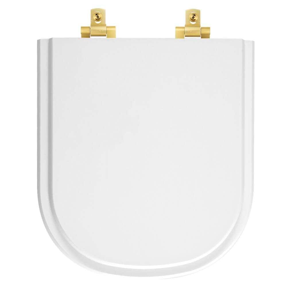 Tampa de Vaso Com Fechamento Lento Vogue Plus Branco para louça Deca com Ferragem Dourada