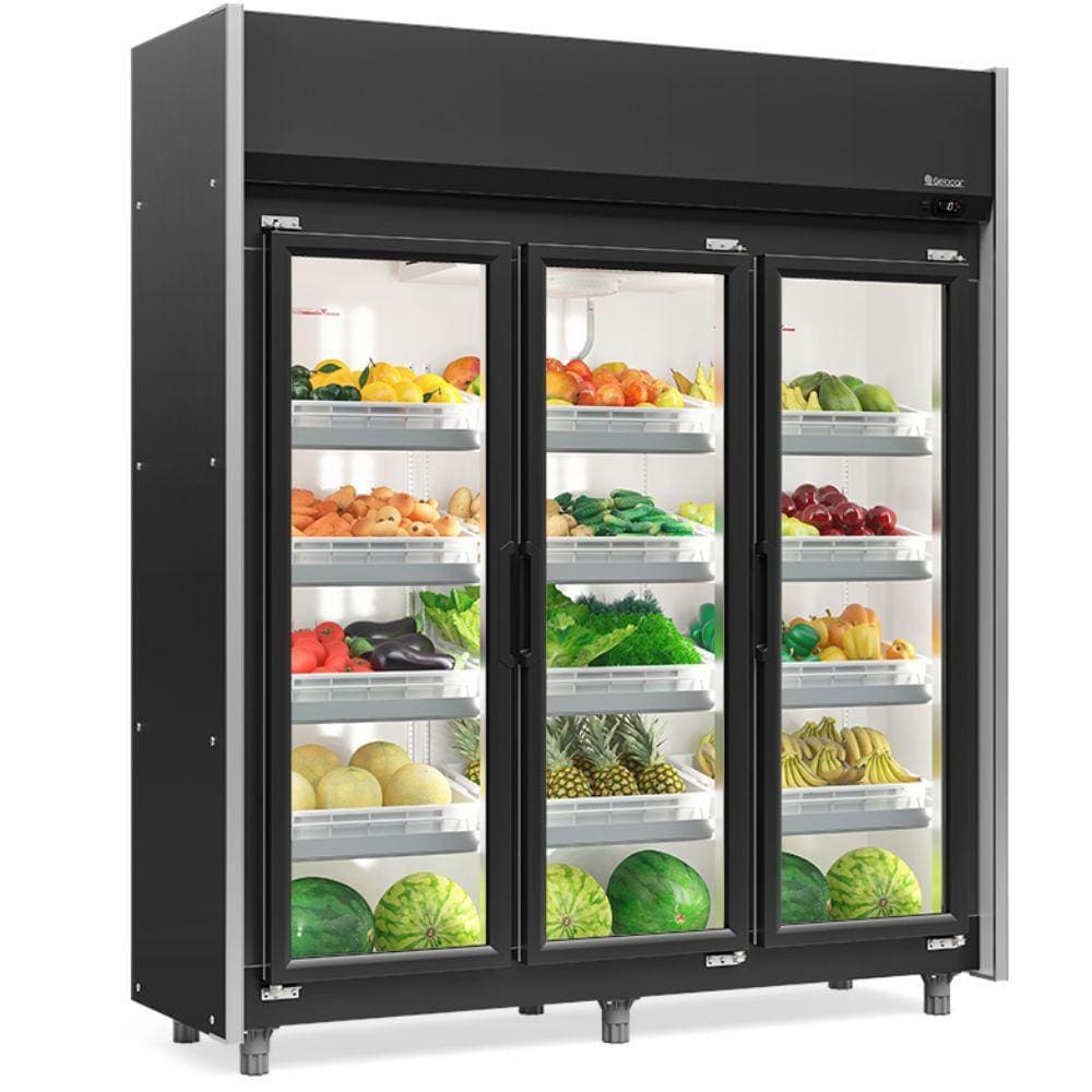 Refrigerador Vertical Hortifruti 3 Portas de Vidro GEAS3P Gelopar