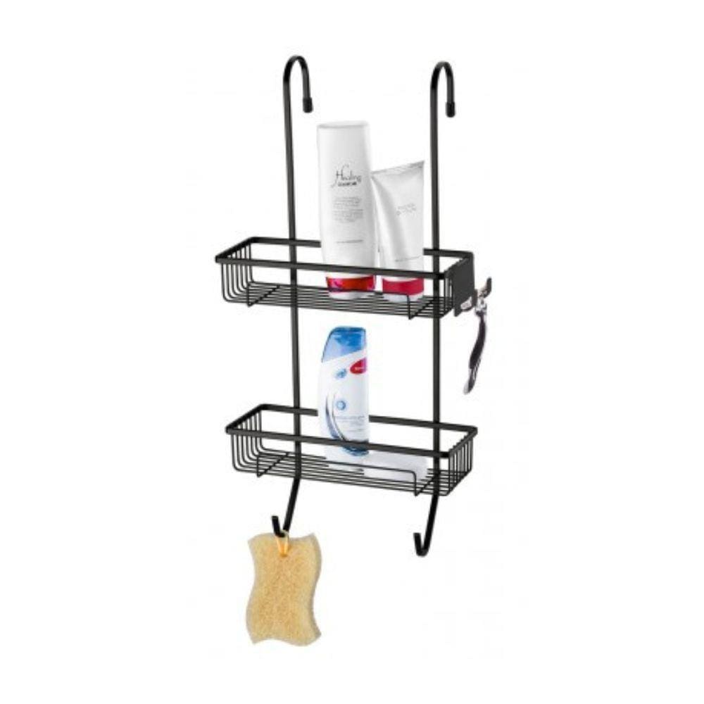 Suporte Para Shampoo De Box Com Ganchos Em Aço Carbono Perfezione Future Preto Fosco