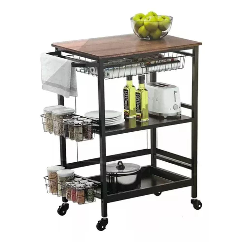 Carrinho Organizador Utilitário Multiuso Cozinha 73x43x91cm