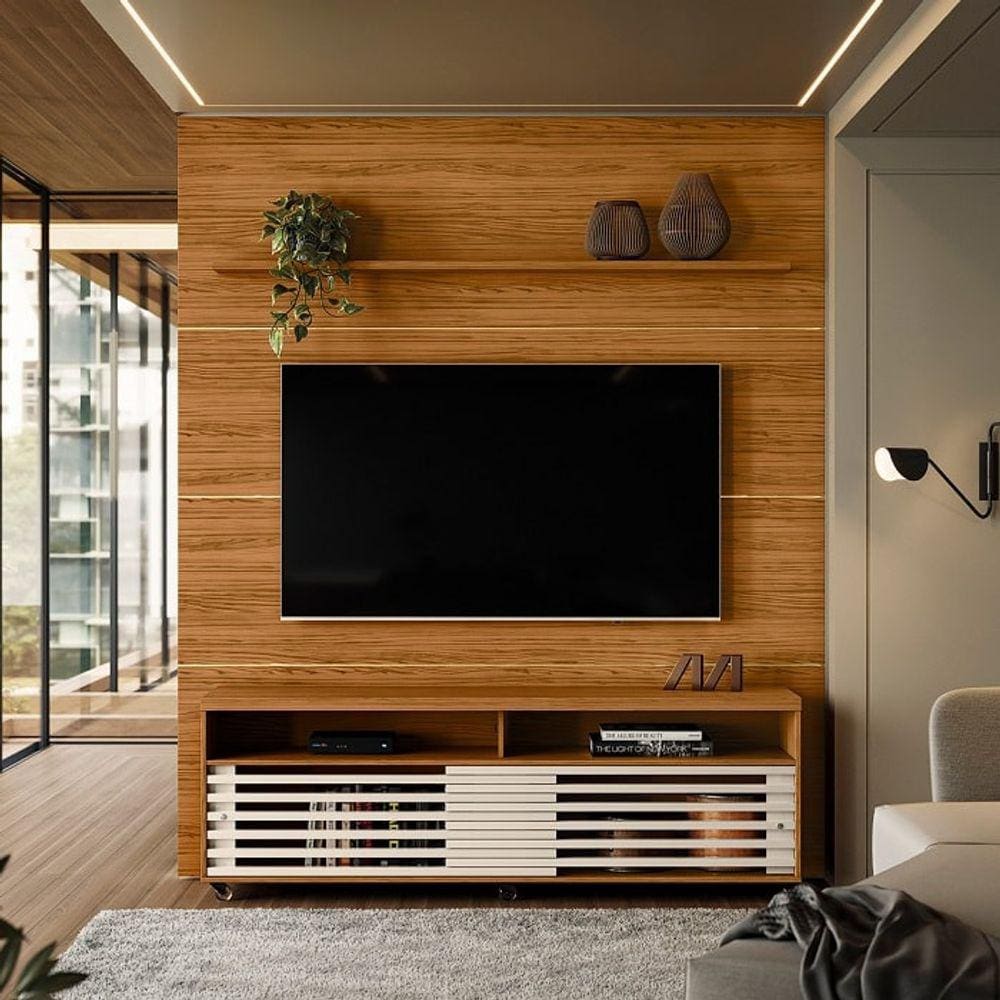 Rack+Painel Frizz Prestige para TV de até 75 polegadas - Nature/Off White - Madetec