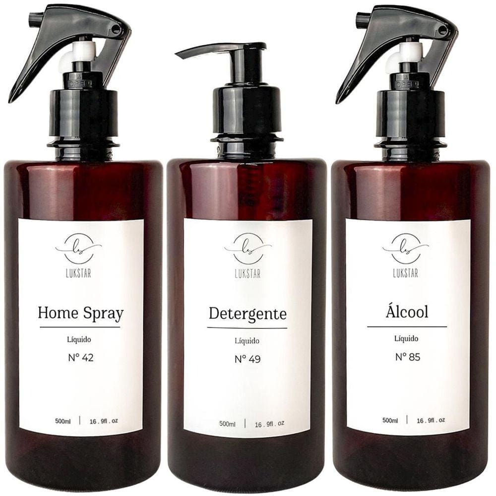 Frasco Ambar Organizador Minimalista Decorativo Refil Pump