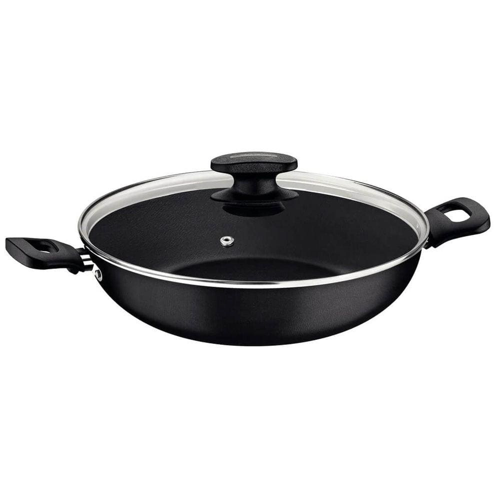 Wok em Alumínio 28cm Tramontina Antiaderente Panela com Tampa e Alças 3,3L Grafite