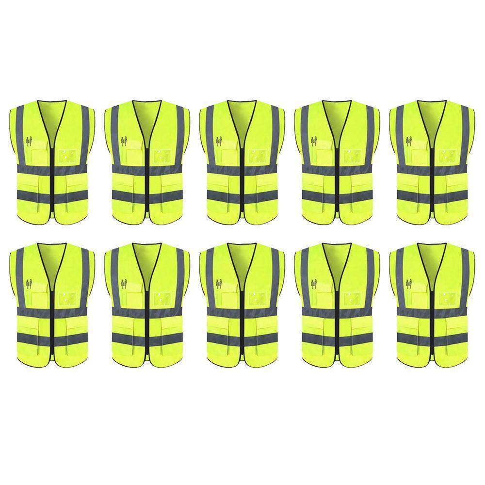 Colete Sinalizador Faixa Refletivo Kit 10 Unidades Fiscalizaçao Segurança Trabalho EPI Blusao Fluorescente Obra Proteçao