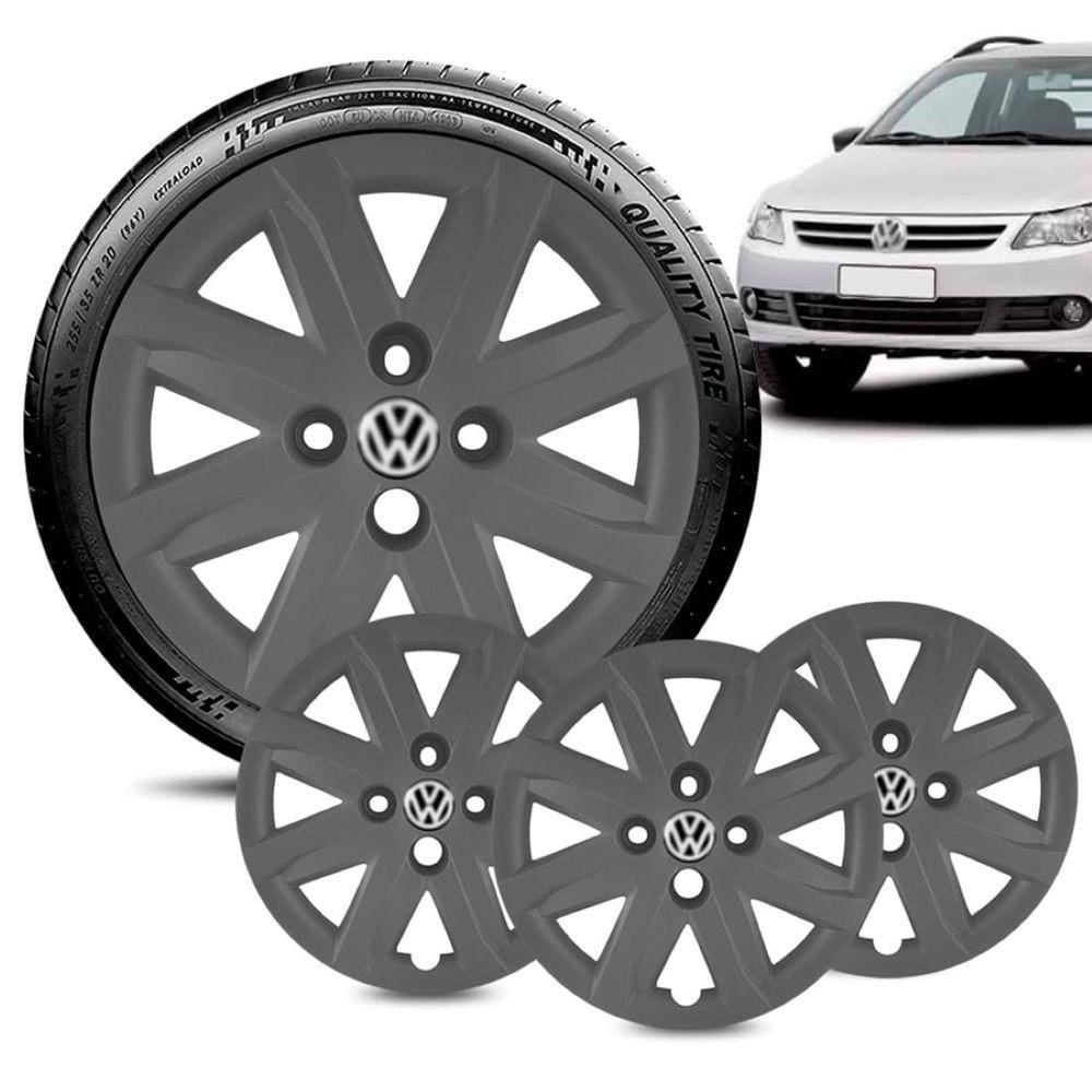 Jogo 4 Calota Volkswagen Saveiro G5 aro 14 Grafite Fosca