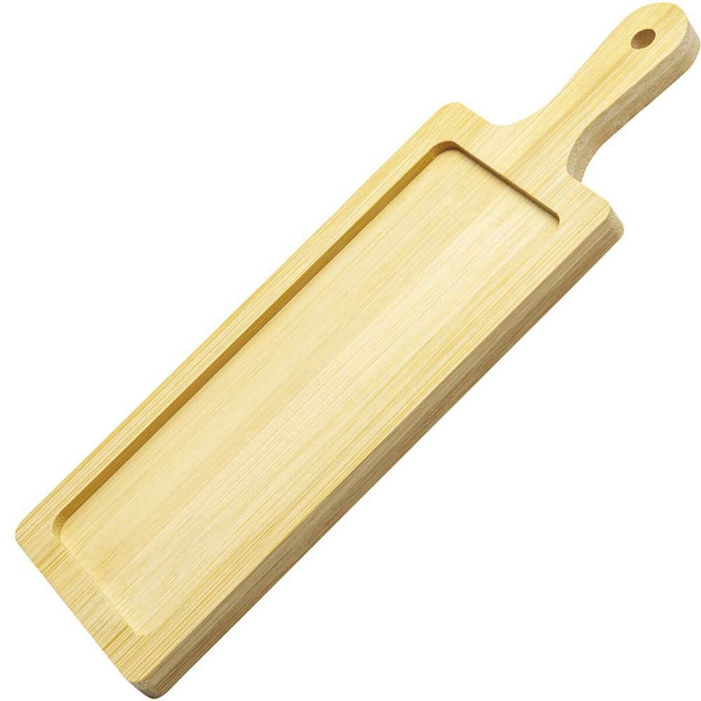 12 Tábuas de Bambu 24x8cm Petisqueira Retangular Travessa Servir Multiuso UZ