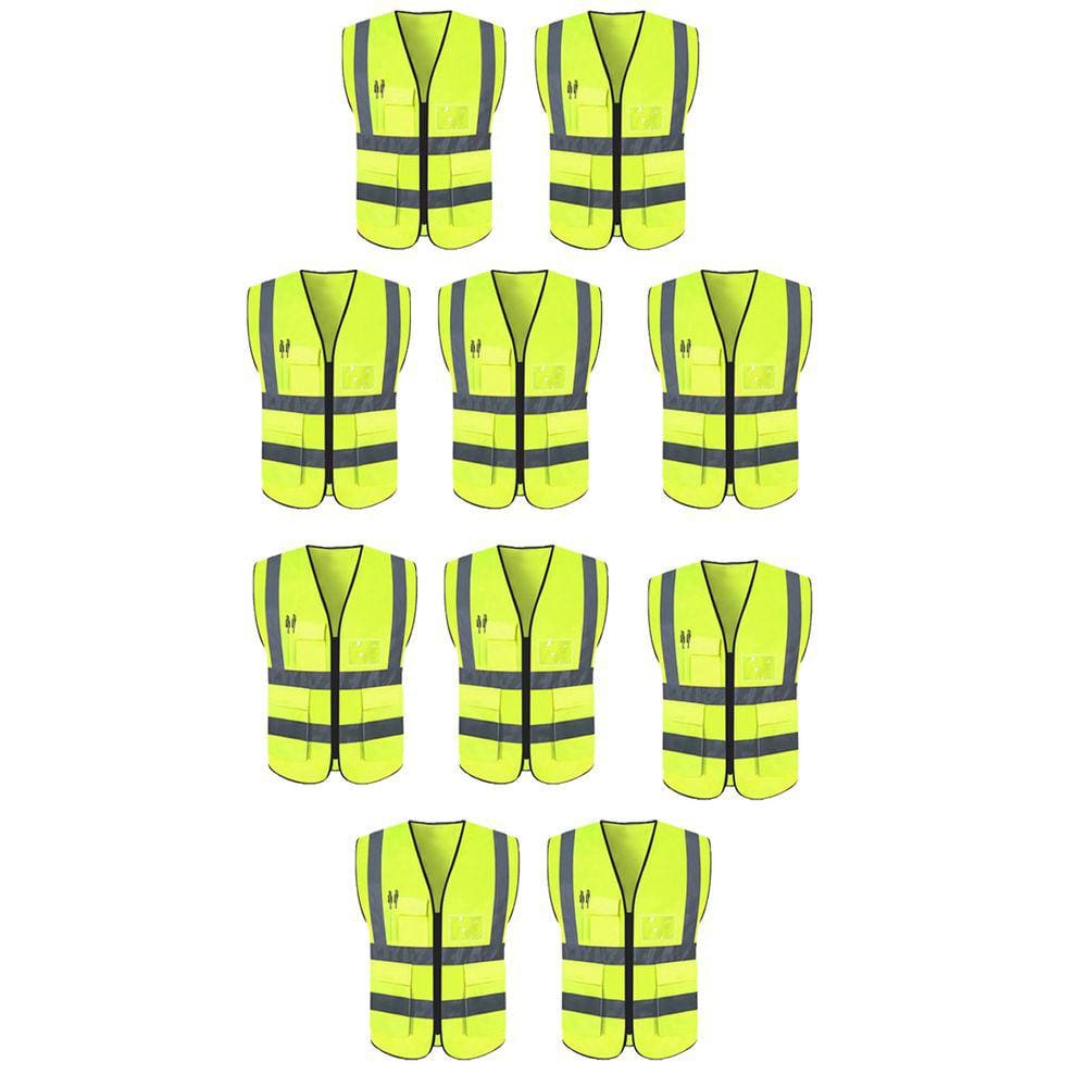 Colete Refletivo EPI Sinalizador Kit 10 Unidades Segurança Trabalho Blusao Fluorescente Obra Fiscalizaçao