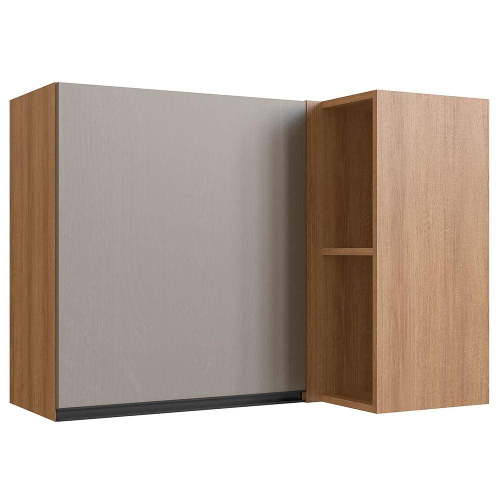 Armário Aéreo Cozinha de Canto 1 Porta 2 Prateleiras Montana/Fumê - Quiditá Móveis