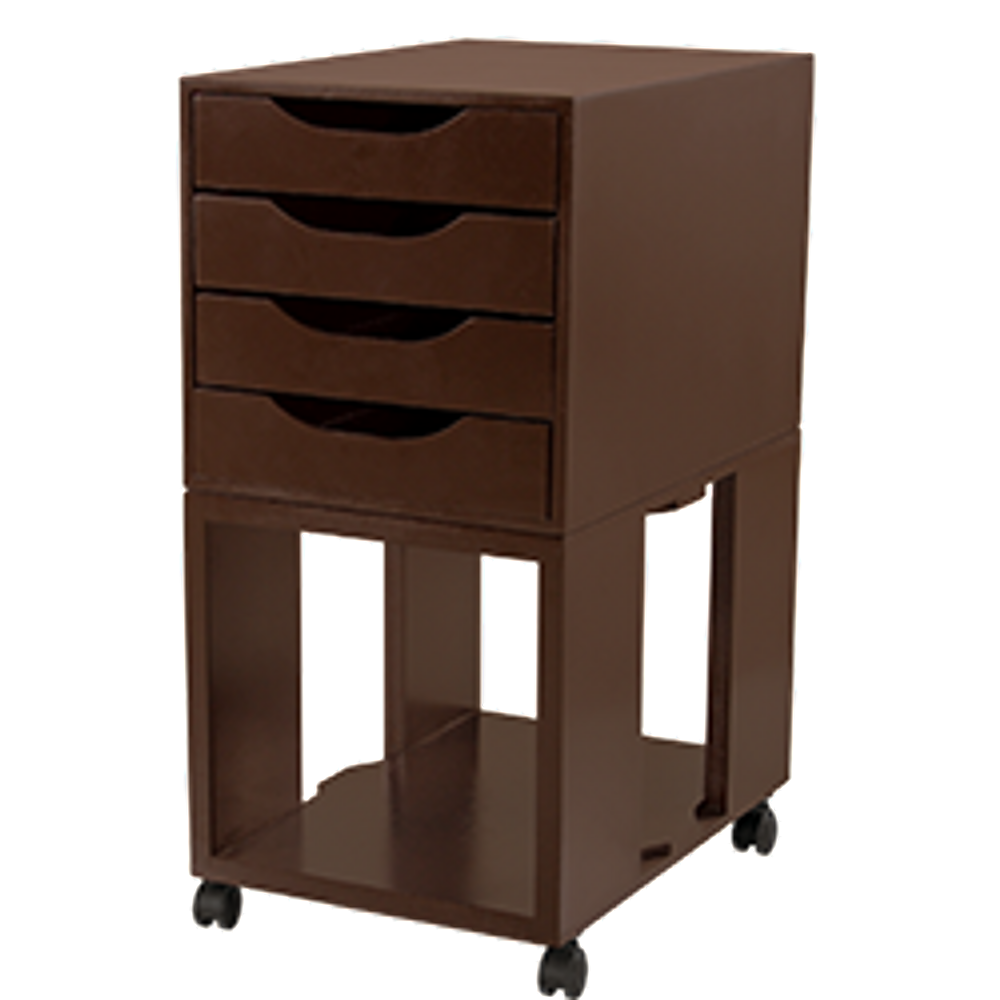 Caixa Arquivo Organizado Gaveteiro Easy Box MDF 4 Gavetas com Rodízios Marrom