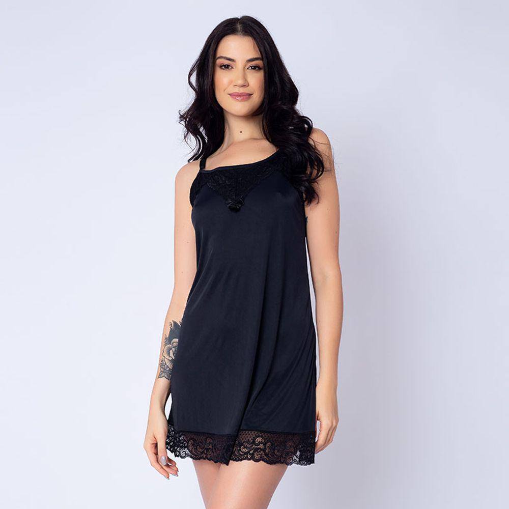 Camisola Clássica de Alça Sem Bojo de Poliamida e Renda