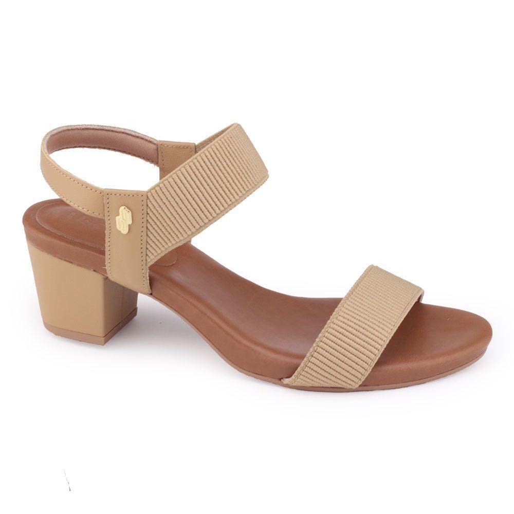 Sandália Feminin Usaflex Y8204037 salto bloco médio canelada