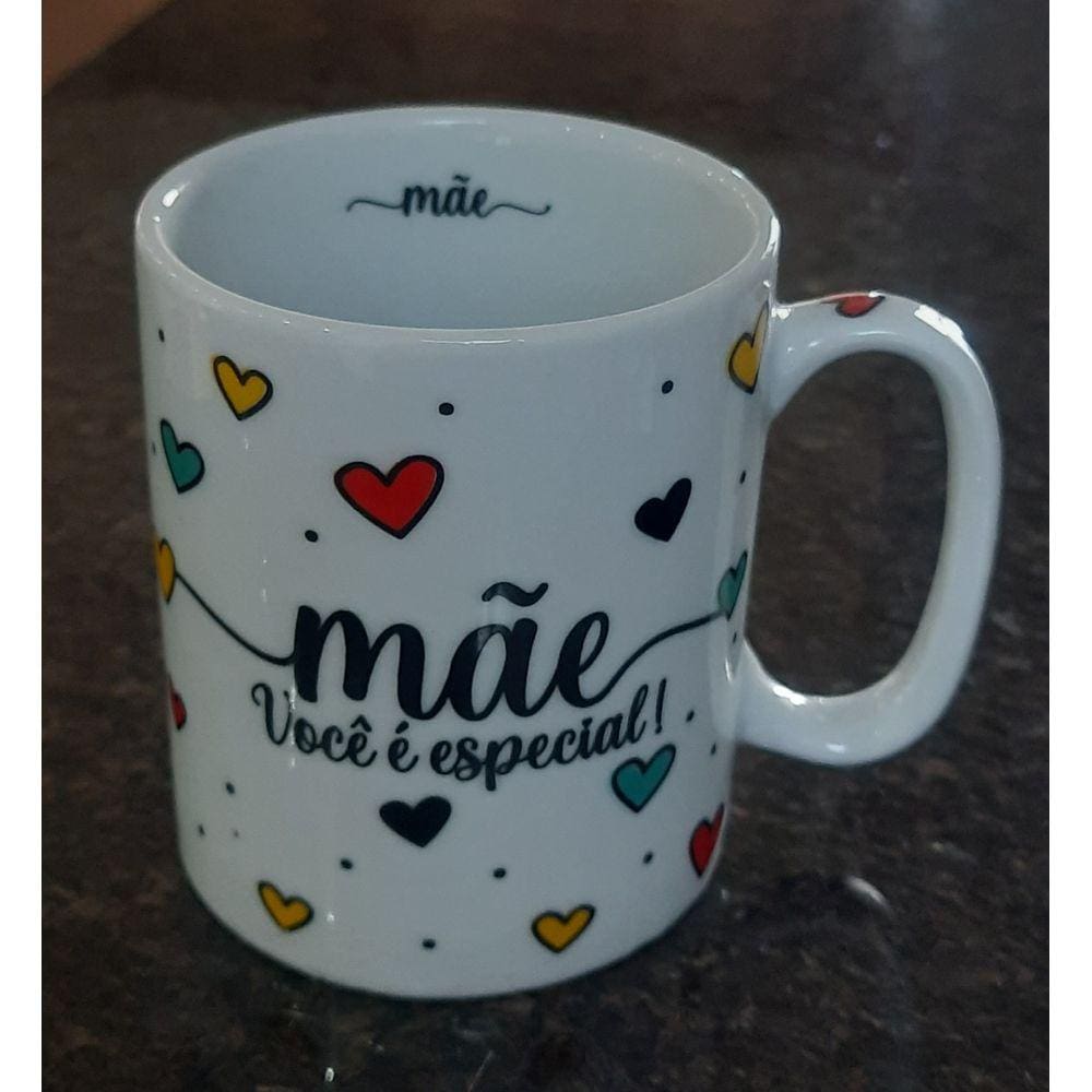Jogo 10 canecas 300ml Frases Mãe - Kit Porcelana - Decoração Caneca Completa Corações