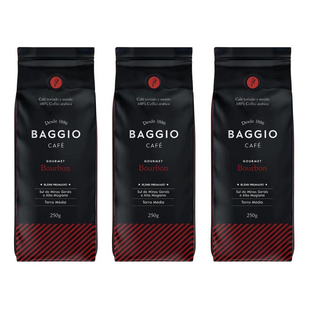 Café em Grão, Baggio, Bourbon, 3 Pacotes de 500g