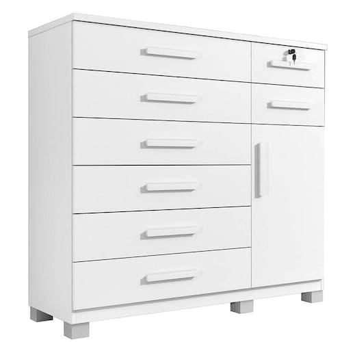 imagem-Comoda New Vitoria Quarto com 8 Gavetas e 1 Porta - Branco