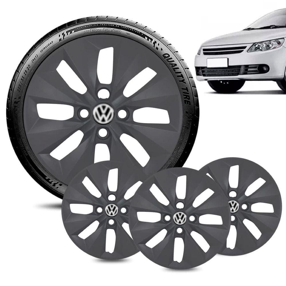 Jogo 4 Calota Volkswagen Voyage G5 e G6 aro 14 Grafite Fosca