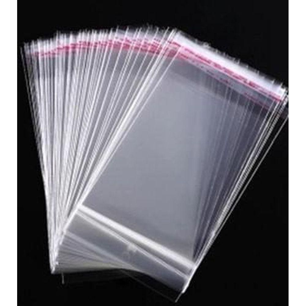 200 Unidades de Saco Plástico Adesivado Sem Furo 3x15cm