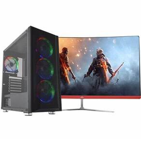 PC Gamer Barato Completo Monitor + Kit Gamer + CPU AMD Ryzen 5 2400g / 8GB  DDR4 / Placa de Vídeo Vega 3 - Nivel 10