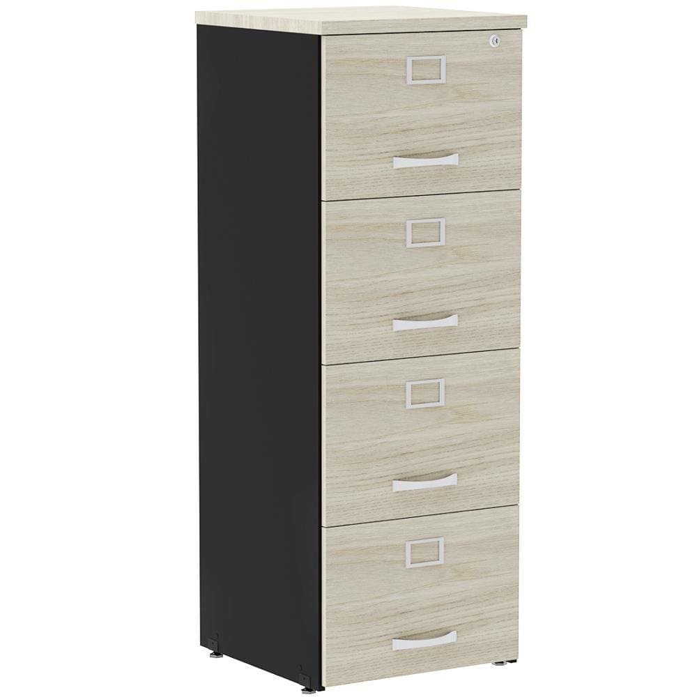 Armário de Arquivo Oficio PE25 Pandin 45,70 cm (largura) em MDP Cor Nogueira CasaBlanca e Preto 4 Gavetas