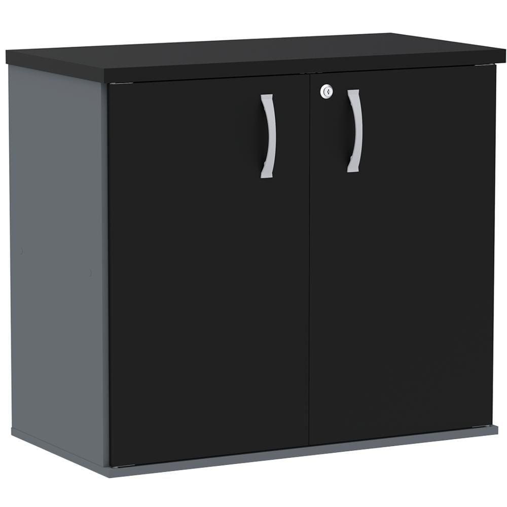 Armário Baixo PE25 Pandin 80 cm (largura) em MDP Cor Grafito e Preto com Duas portas