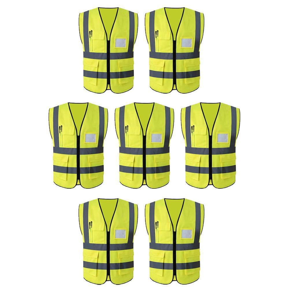 Colete Refletivo Sinalizador EPI Kit 7 Unidades Segurança Trabalho Fluorescente Proteçao Obras Transito Fiscalizaçao