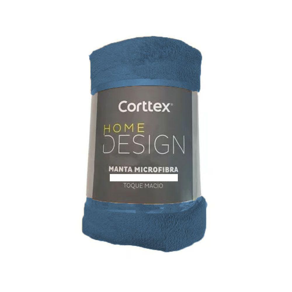 Manta de Microfibra Solteiro Corttex Home Desing Azul 1,50m x 2,00m