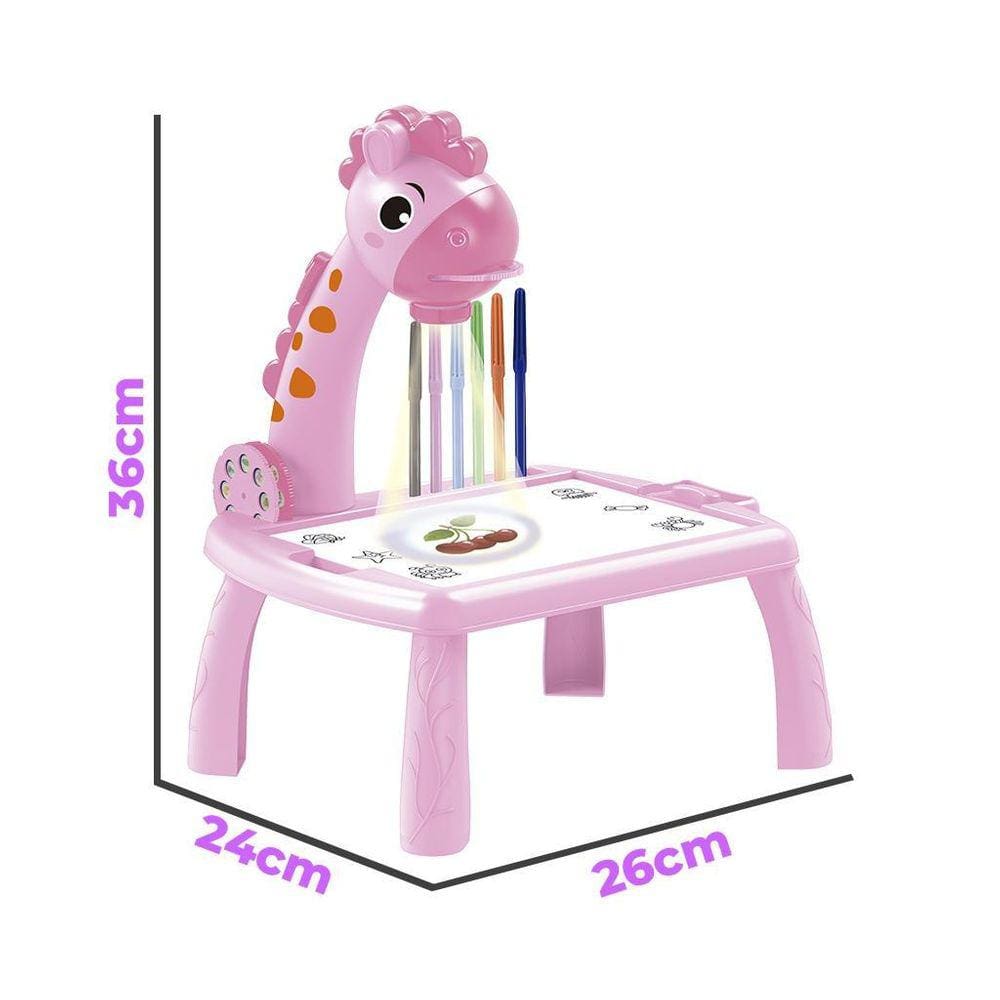 Mesa Lousa Projetora Desenhos Infantil Rosa Castela Brasil