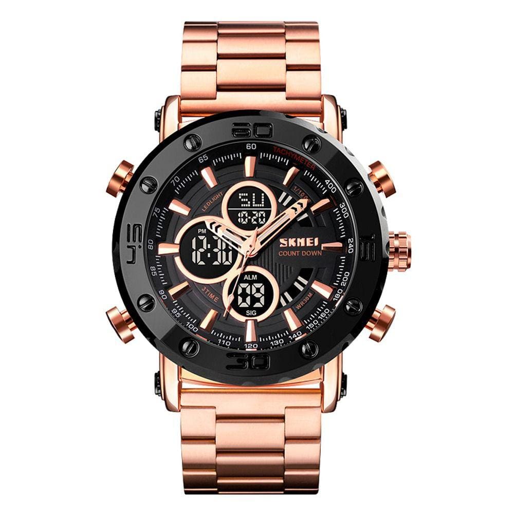 Relógio Masculino Skmei AnaDigi 1636 - Rose e Preto