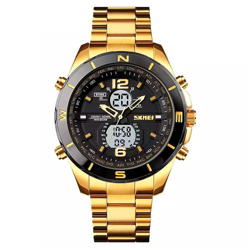 Relógio Masculino Skmei AnaDigi 1670 - Dourado e Preto